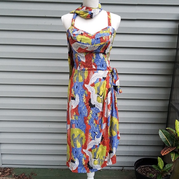 Trashy Diva Dresses & Skirts - Trashy Diva Lena Halter Dress in Cranes size 8